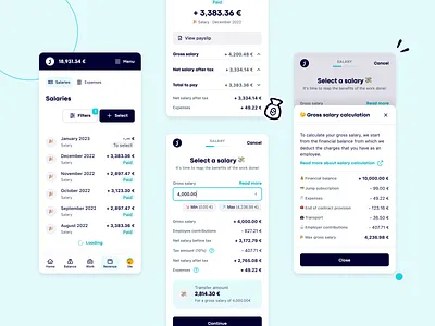 Payroll module 💰 app card design freelance illustration interface jump minimal mobile product saas ui ux