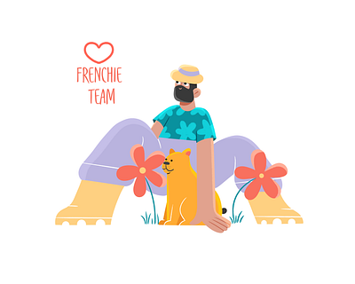 Frenchie lovers club 😛 2d animal best friends bulldog cartoon illustration character design commercial design dog drawing editorial family frenchie graphic design illustration lettering person pet procreate vector illustration