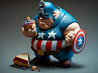 Fat Captain Marvel Miniature 3d art digital design graphic design