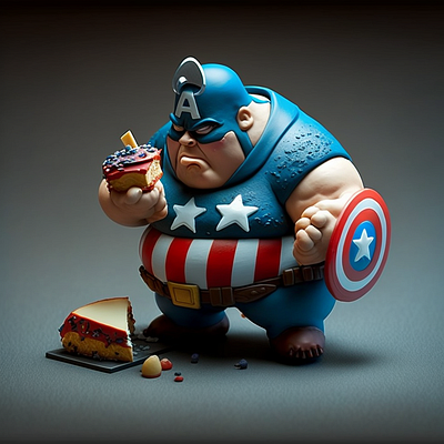 Fat Captain Marvel Miniature 3d art digital design graphic design