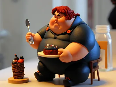 Fat Black Widow Miniature 3d art design digital design graphic design