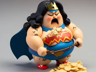 Fat Wonder Woman Miniature 3d art design digital design graphic design