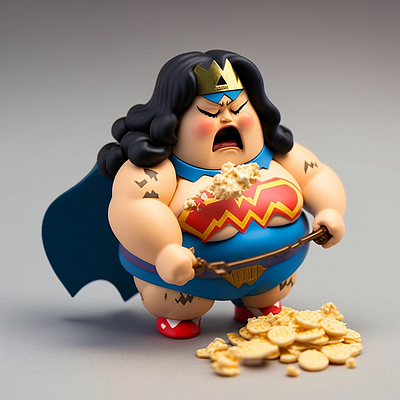Fat Wonder Woman Miniature 3d art design digital design graphic design