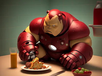 Fat Iron Man Miniature 3d graphic design