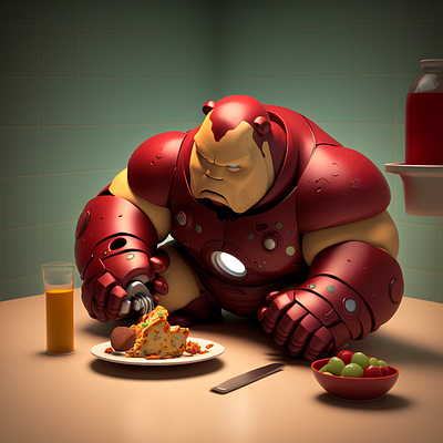 Fat Iron Man Miniature 3d graphic design