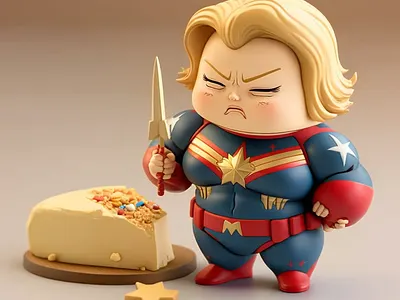 Fat Captain Marvel Miniature 3d art design digital design graphic design