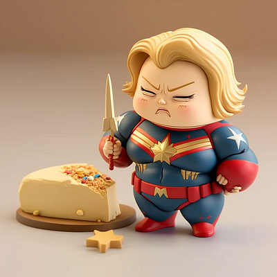 Fat Captain Marvel Miniature 3d art design digital design graphic design