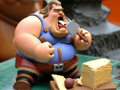 Fat Thor Miniature 3d art graphic design