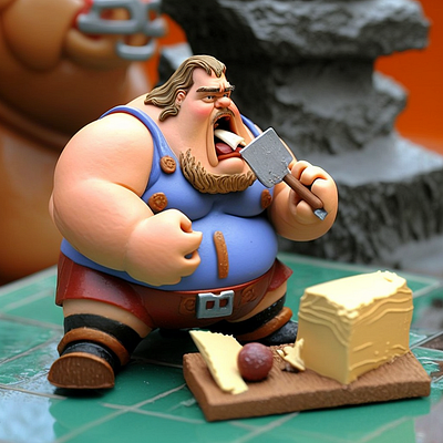 Fat Thor Miniature 3d art graphic design