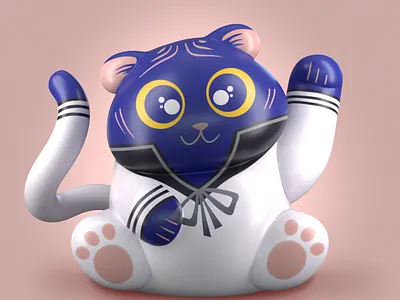 Lucky tiger cat’s girl 3d 3d character 3d illustration cartoon cat character design illustration lucky cat nft