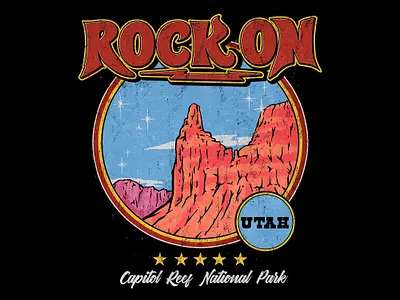 Rock On - Capitol Reef National Park illustration national park outdoor retro rocker tomieo tshirt design vintage