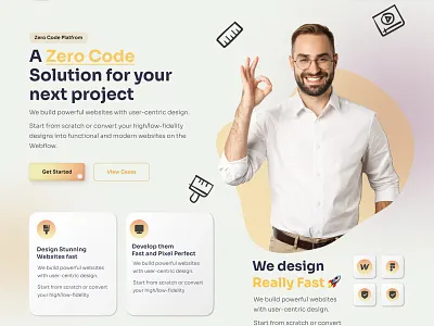 PixelFine - A Zero Code Platform branding figma landingpage logo minimalistic webflow zero code