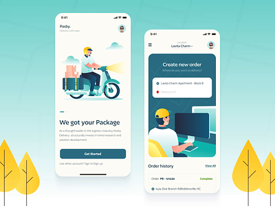 Delivery App - Pasby animation branding delivery design illustration motion graphics package shipping tracking ui ux web