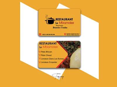 African Restaurant Card Design branding design graphic design logo orange visit card
