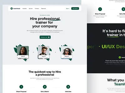 TeamHired - Solutions green hired hiring hr ios minimalis mobile people simple team ui user interface ux web design website