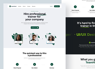 TeamHired - Solutions green hired hiring hr ios minimalis mobile people simple team ui user interface ux web design website