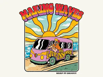 Making Waves clasic funny graphic design hipster illustration retro tshirt design vintage
