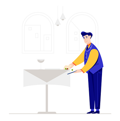 Waiters character illustration