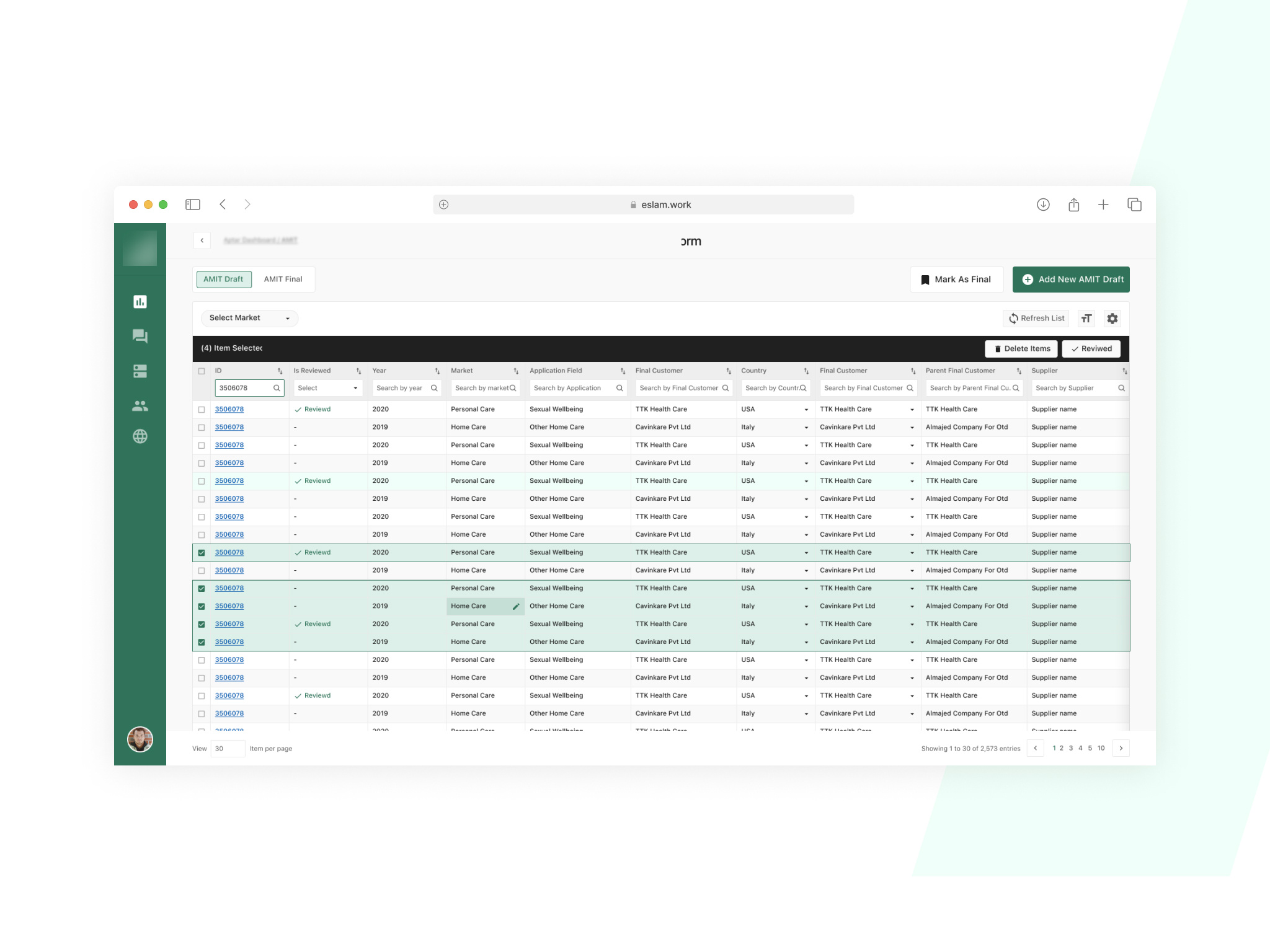 Table Actions action cta dashboard data entry selections steps table