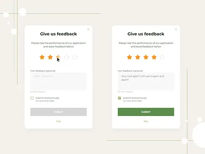Modal for feedback design feedback figma modal ui ux website