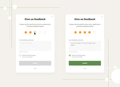 Modal for feedback design feedback figma modal ui ux website