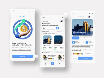 GrowT Fintech Application branding design finance fintech illustration product design ui user experience user interface ux