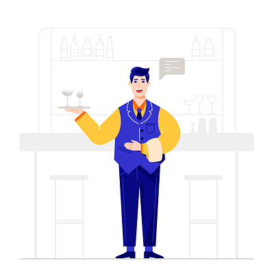 Waiters character illustration