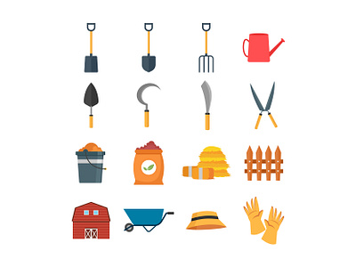 Vector Farmer Elements Flat Icons Illustration art design elements farmer icon illustration illustrator ui vector