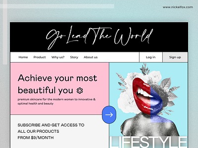 Kera: Women Lifestyle Brand beauty app beauty care brand brand app brutal design burtalism experience fashion fashion app landing page lifestyle lifestyle app mix media mobile app pop design skin care ui ux web design women app