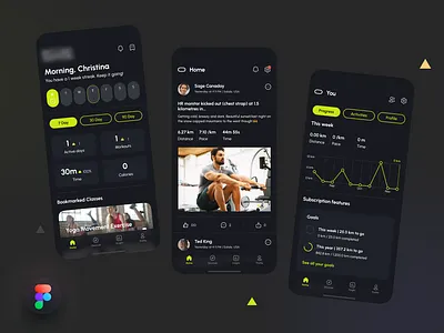 Fitness club app app design chart club dark fitness flat social ui ui design ux
