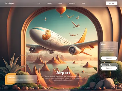 Beautifull plane Hero section design for any use 3d hero branding design graphic design hero section illustration landing page logo plane secyion ui ux vector