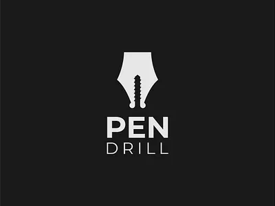 Pen drill logo branding design drill illustrator logo logo design minimalist pen typography vector
