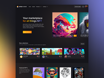 enter.market - NFT marketplace dark mode design graphic design marketplace nft ui ux web design web3