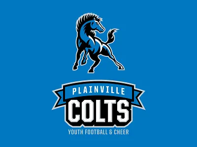 Plainville Colts Youth Football Logo brand branding design football horse identity illustration illustrator logo sports vector