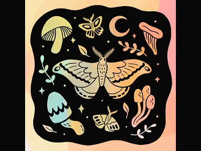 Moth sticker design art drawing illustration nature procreate