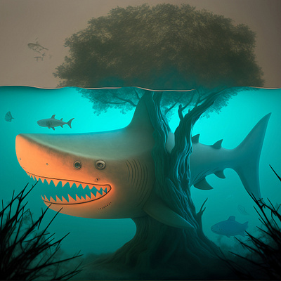 SharkAndTree art design graphic design illustration motion graphics shark vector