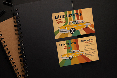 Business cards for taxi service in retro style business card cab design image retro style taxi taxi driver vector vintage