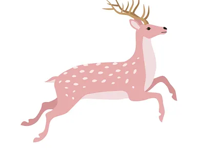 Running deer animal deer design flat design forest illustration jumping nature pink reindeer running trendy wild wildlife woodland