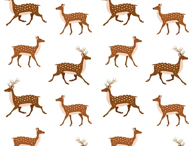 Seamless pattern of deer animal deer flat design forest hunting illustration nature reindeer running seamless pattern trendy wild wildlife woodland