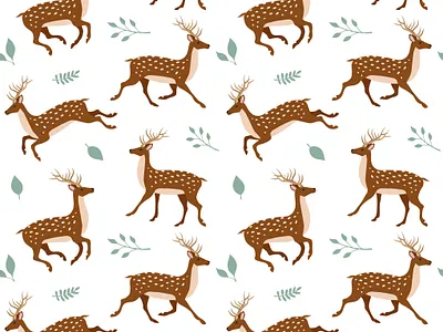 Seamless pattern of deer animal deer flat design forest illustration nature reindeer seamless pattern trendy wild wildlife woodland