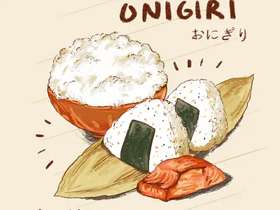 Tasty Tidbits: Onigiri Illustration 2d art drawing food illustration instagram procreate recipe social media tasty tidbits