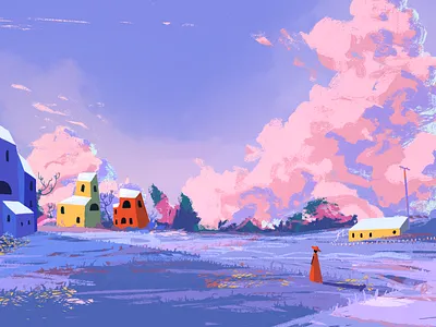 Cloud Gazing clouds colorful contemplative digital drawing illustration landscape scenery sky