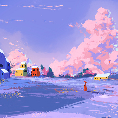 Cloud Gazing clouds colorful contemplative digital drawing illustration landscape scenery sky