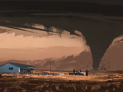 Tornado season digital drawing illustration landscape scenery tornado