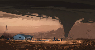 Tornado season digital drawing illustration landscape scenery tornado