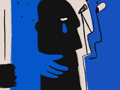 Alone blue digital drawing graphic design illustration minimalist