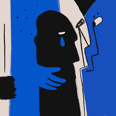 Alone blue digital drawing graphic design illustration minimalist