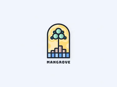 Mangrove Badge badge branches branding clean coastal crest design environment illustration logo mangrove nature ocean outdoors simple stained glass tidal tree water wilderness