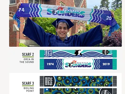 2019 Seattle Sounders season ticket holder scarf branding graphic design