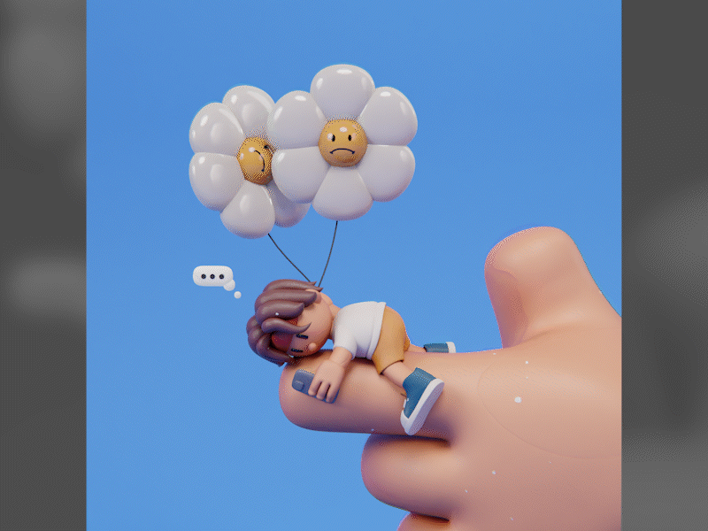 "Seen" 3d animation art clay cute design game illustration isometric lowpoly motion graphics sad ui ux